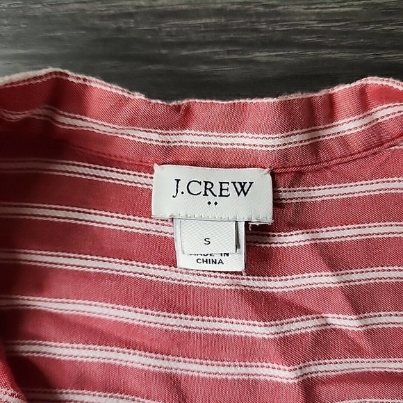 J CREW Red Striped Long Sleeve Bow Blouse Top Small S - Picture 3 of 4